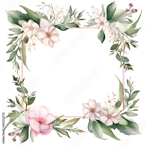 Flower frame watercolor illustration isolated on white background © Oksana