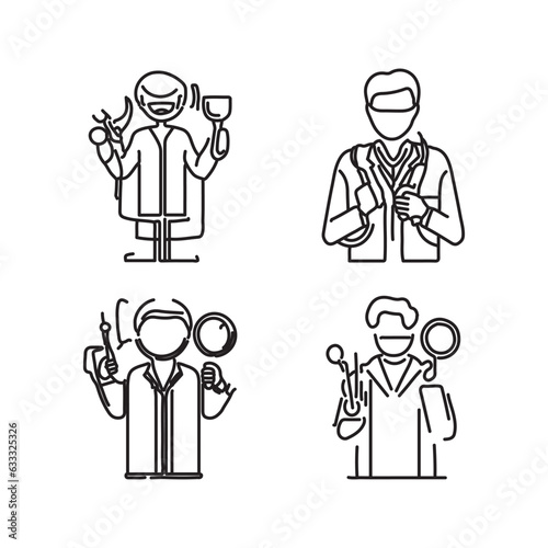 Dentist - vector line design single isolated icon on white background. Dental health service, idea tooth care treatment. illustration EPS 10. Editable stroke.