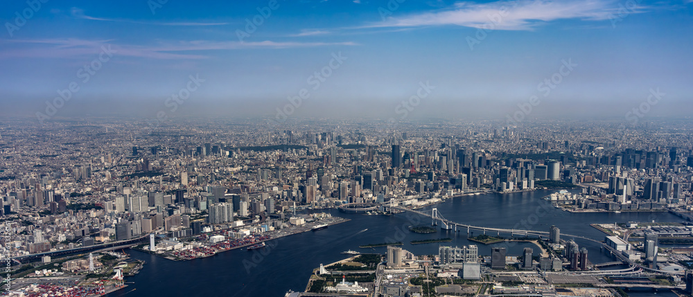 Aerial view of Tokyo central area at daytime.