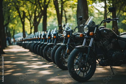 motorcycles parked on the motorcycles parking lot on gathering or event, AI Generated