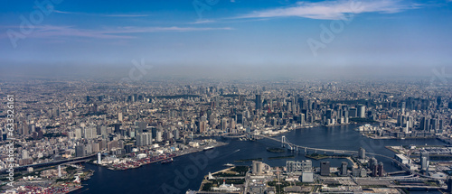 Photography Aerial view of Tokyo central area at daytime.