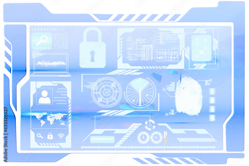 Digital png illustration of digital interface with data processing on ...