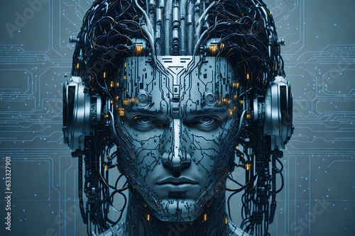 Big data and artificial intelligence concept. Machine learning and cyber mind domination concept.