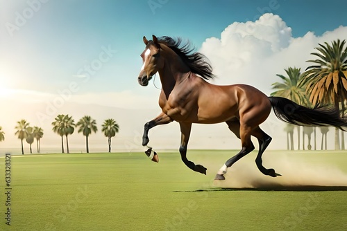 horse running in the field Generated AI