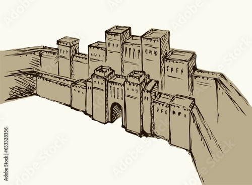 Babylonian Gate. Vector drawing scene
