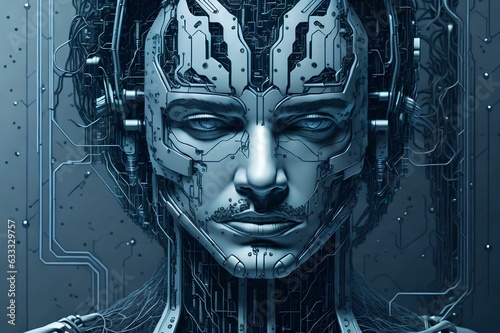 Big data and artificial intelligence concept. Machine learning and cyber mind domination concept.