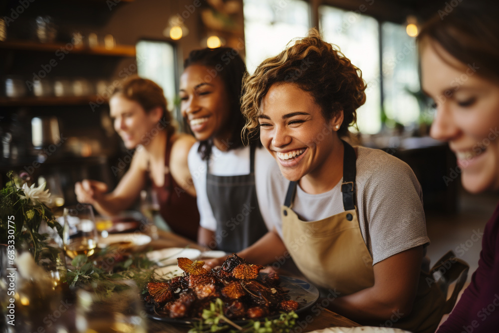 diverse group of coworkers in a team-building event, collaborating to create dishes featuring honey, fostering camaraderie diverse group of coworkers in a team-building event, collaborating to create dishes featuring honey, fostering camaraderie