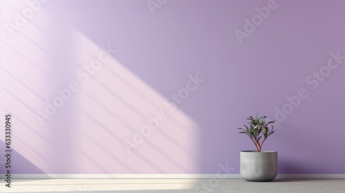 A simple clean wall in pastel purple with shadow on the wall in random order Generative AI