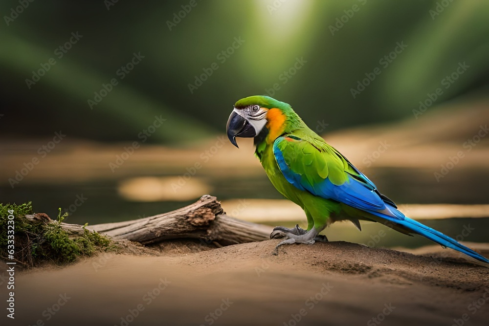 green winged macaw , a beautiful parrot