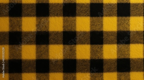 Background with a fleece texture with a checkered pattern in yellow and black. Red fleece texture with checkered pattern Generative AI