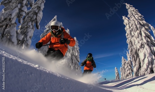 A man skiing down a snowy slope