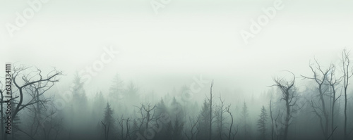 A spooky skeleton forest with fog rolling in.. Halloween art