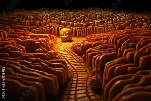 Pumpkin Carving Maze. Halloween art