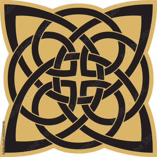 Vector gold and black Celtic knot. Ornament of ancient European peoples. The sign and symbol of the Irish, Scots, Britons, Franks.