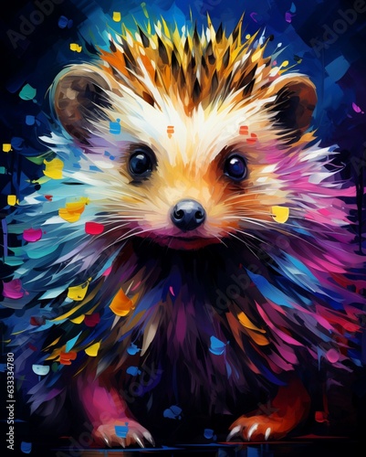 Hedgehog Painting Colorful