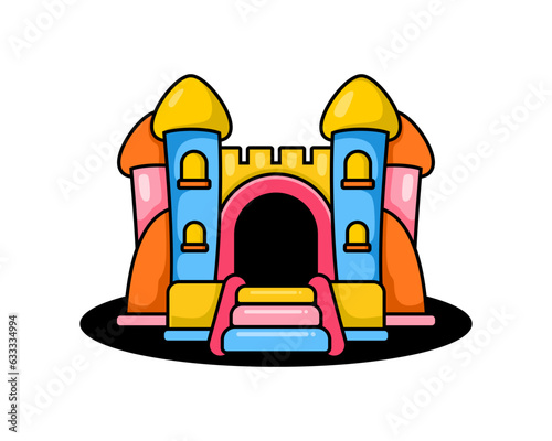Bounce castle vector in cartoon illustration