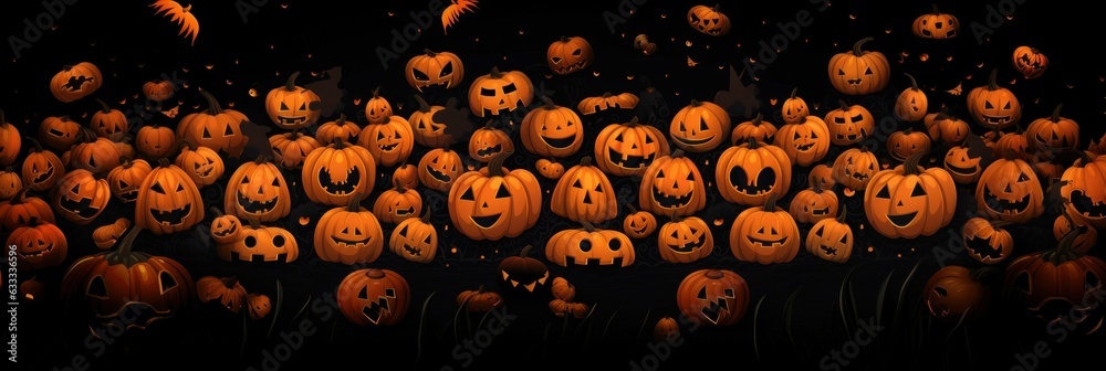 Fotografie Concept of Halloween pattern with pumpkins. Generative AI