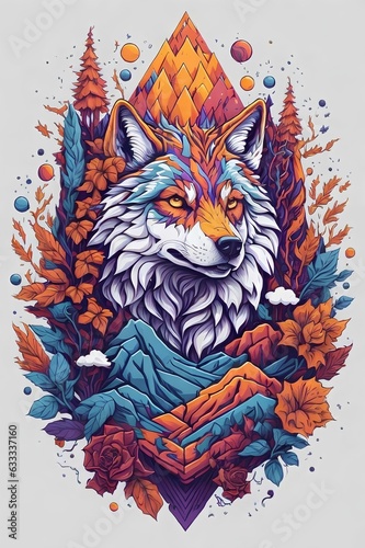 lots of details galaxy wise wolf on white background.