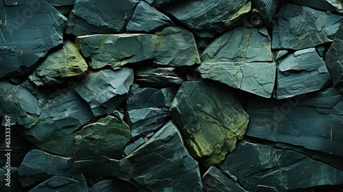 Green stone wall texture background, naturalistic light, gutai, monochromatic compositions. Generative AI
