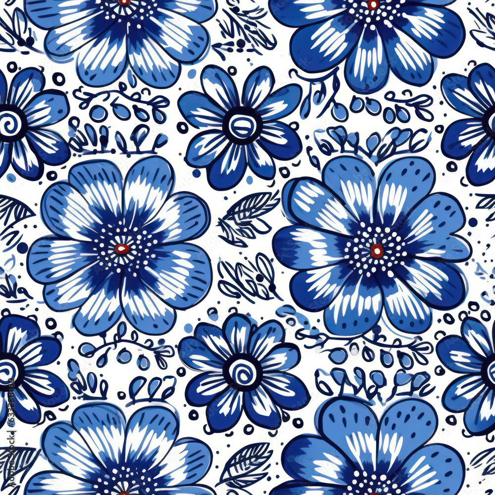 Blue and white seamless ethnic pattern Blue and white seamless ethnic pattern