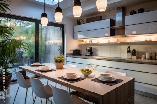 kitchen interior with Modern interior design. Generative AI © Sandris_ua