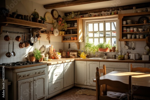 kitchen interior with Traditional interior design. Generative AI