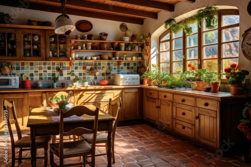 kitchen interior with Traditional interior design. Generative AI