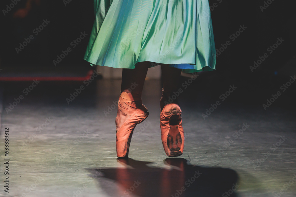 Ballet dancers couple during performance repetition, classic ballet ...