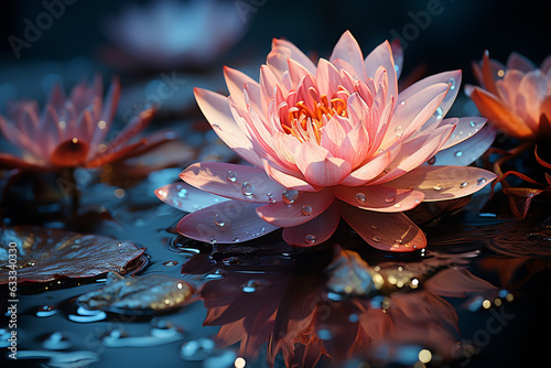 The mystical allure of a lotus, its magic reflected on water Generative AI