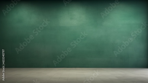 Dark green empty wall and wooden floor. Interior background for the presentation., Generative AI