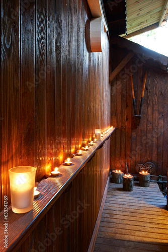 Sauna candle style with wood style.
