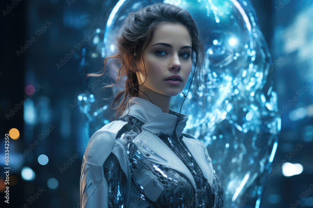 A humanoid AI assistant projected as a hologram, seamlessly integrated, ai generated. A humanoid AI assistant projected as a hologram, seamlessly integrated, ai generated.