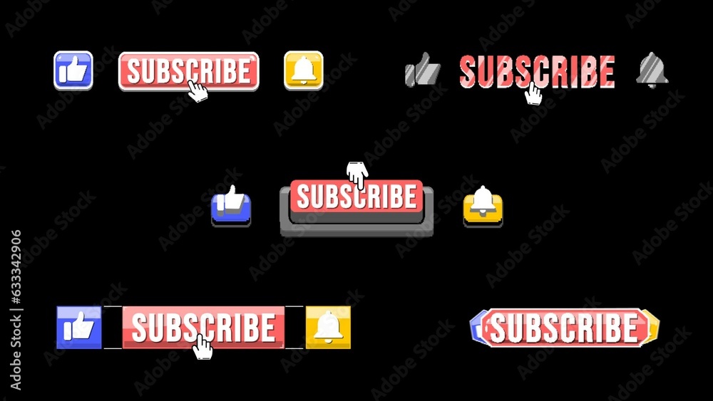 8Bit Subscribe Button Stock Template | Adobe Stock