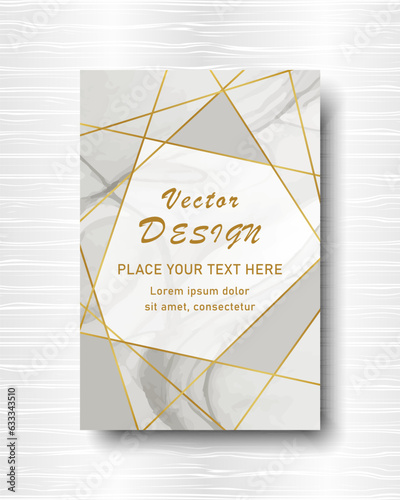 Cover template design with golden intersecting lines on gray watercolor background with place for your text. For brochure covers, flyers, posters, layouts, banner, invitation. Vector illustration.