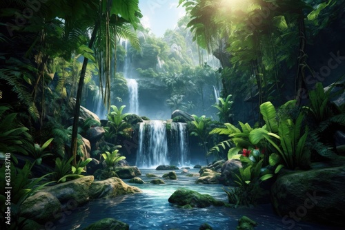 waterfall in the jungle Generative Ai