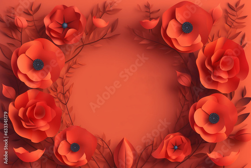 Fototapeta Remembrance Day background with poppy flowers. Generative AI