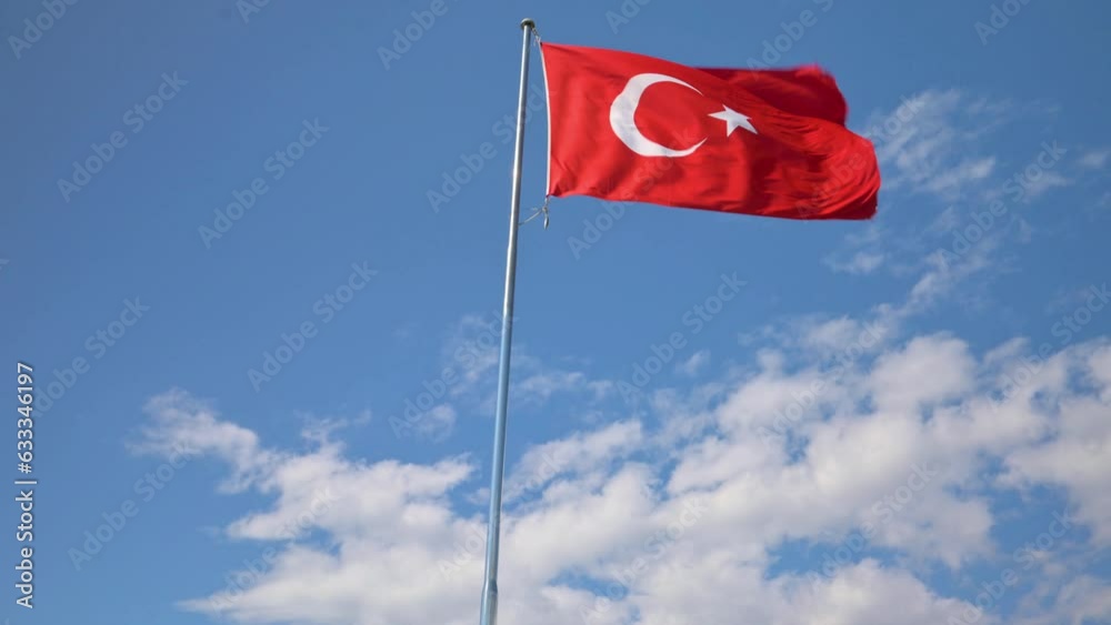 Turkish flag waving with the wind. 4k footage UHD 3840x2160