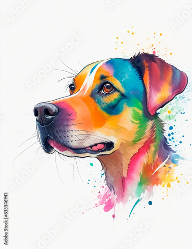 Dog head painted in watercolor