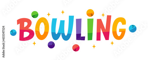 Fotografia, Obraz BOWLING logo with balls and stars