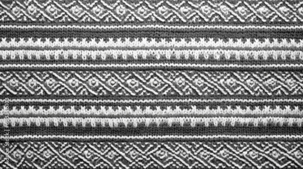 Wool sweater texture of grey color with white border. Natural knitted wool indigo color material with white ornament. Horizontal or vertical background with knitted fabric texture Generative AI Wool sweater texture of grey color with white border. Natural knitted wool indigo color material with white ornament. Horizontal or vertical background with knitted fabric texture Generative AI