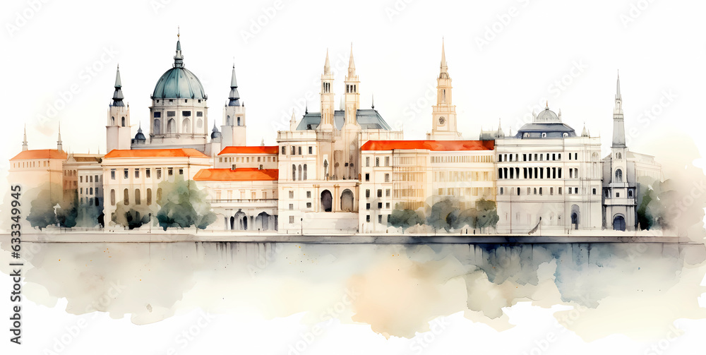 Obraz premium Illustration of beautiful view of Vienna, Austria