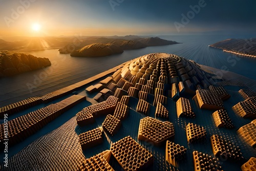 sunset over the city, Fresh honeycombs
