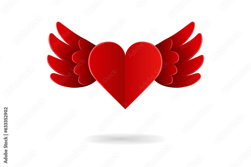 Digital png illustration of red heart with wings on transparent background