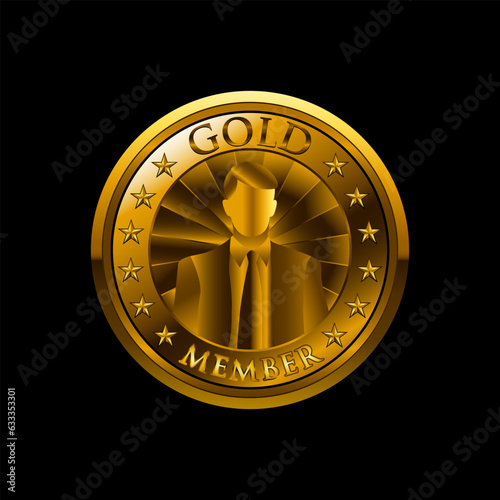 Gold coin for gold member with executive icon design template. Vector illustration.