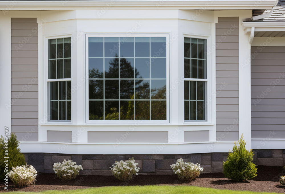 Bay Window in a House With Vinyl Siding, Exterior View	