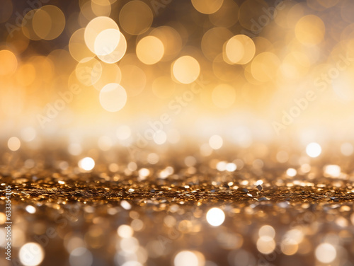 Yellow gold shiny background with highlights and bokeh  festive Christmas background