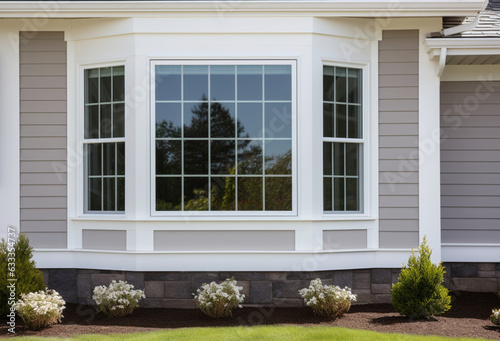 Bay Window in a House With Vinyl Siding, Exterior View  © Nikki AI
