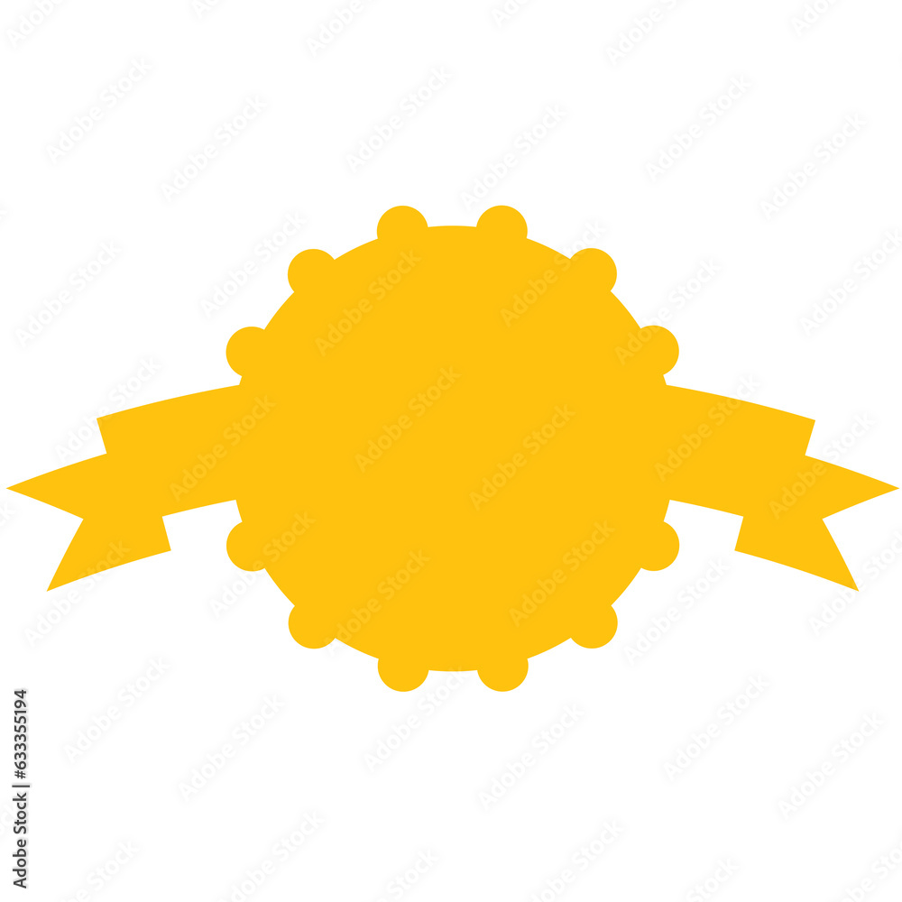 Digital png illustration of yellow badge with copy space on transparent background