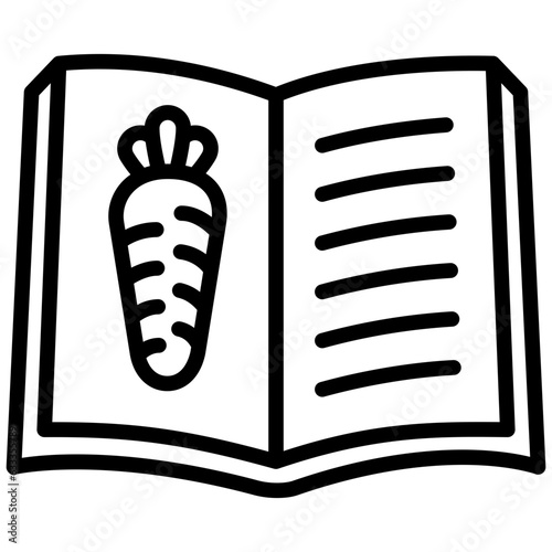 recipe book icon often used in design, websites, or applications, banner, flyer to convey specific concepts related to healthy food.