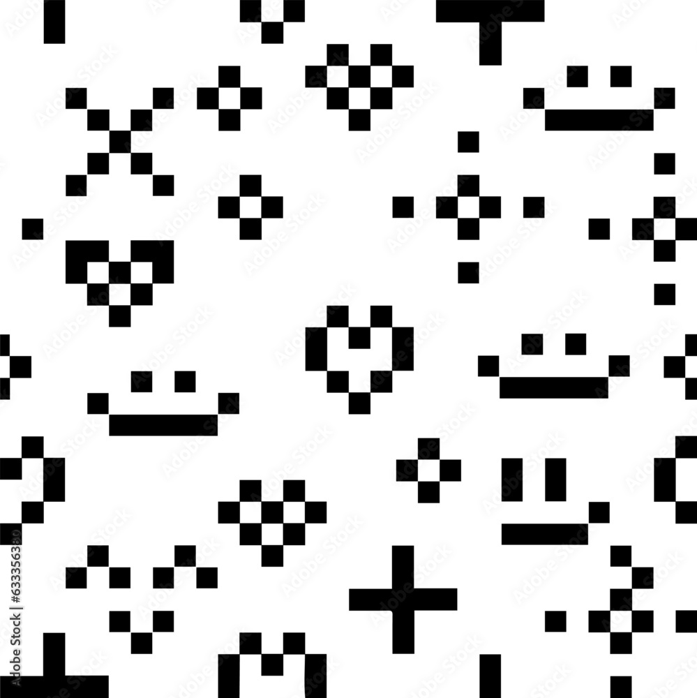 seamless pattern with retro pixel symbols sms style seamless pattern with retro pixel symbols sms style